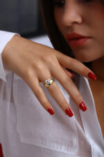 GoldPark Geniş Bant Modern Tek Taş Kadın Yüzük – 925 Ayar Gümüş - Görsel 11