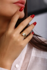 GoldPark Geniş Bant Modern Tek Taş Kadın Yüzük – 925 Ayar Gümüş - Görsel 3