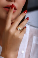 GoldPark Geniş Bant Modern Tek Taş Kadın Yüzük – 925 Ayar Gümüş - Görsel 4