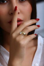 GoldPark Geniş Bant Modern Tek Taş Kadın Yüzük – 925 Ayar Gümüş - Görsel 8