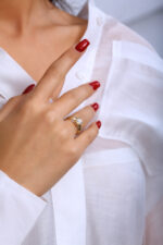 GoldPark Geniş Bant Modern Tek Taş Kadın Yüzük – 925 Ayar Gümüş - Görsel 10