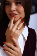 GoldPark Geniş Bant Modern Tek Taş Kadın Yüzük – 925 Ayar Gümüş - Görsel 12