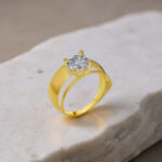 GoldPark Geniş Bant Modern Tek Taş Kadın Yüzük – 925 Ayar Gümüş - Görsel 16