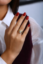 GoldPark Geniş Bant Modern Tek Taş Kadın Yüzük – 925 Ayar Gümüş - Görsel 13