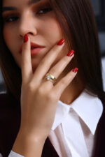 GoldPark Geniş Bant Modern Tek Taş Kadın Yüzük – 925 Ayar Gümüş - Görsel 15