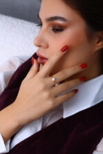 GoldPark Klasik İnce Tek Taş Kadın Yüzük – 925 Ayar Gümüş - Görsel 4