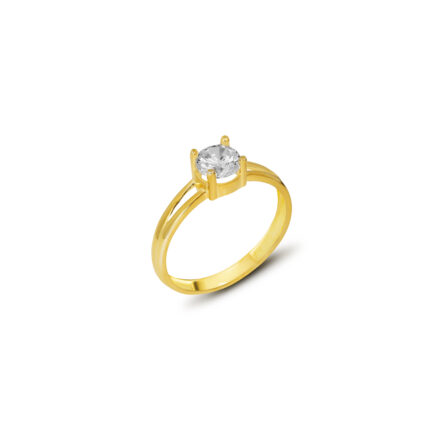 GoldPark Klasik İnce Tek Taş Kadın Yüzük – 925 Ayar Gümüş