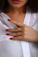 GoldPark Sekizgen Baget İşlemeli Modern Kadın Yüzük – 925 Ayar Gümüş - Görsel 9