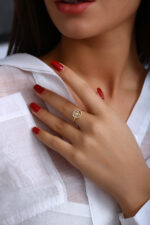 GoldPark Sekizgen Baget İşlemeli Modern Kadın Yüzük – 925 Ayar Gümüş - Görsel 8