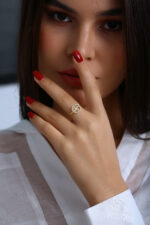 GoldPark Sekizgen Baget İşlemeli Modern Kadın Yüzük – 925 Ayar Gümüş - Görsel 7