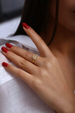 GoldPark Sekizgen Baget İşlemeli Modern Kadın Yüzük – 925 Ayar Gümüş - Görsel 5