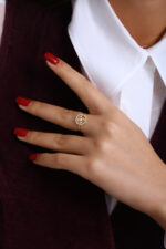 GoldPark Sekizgen Baget İşlemeli Modern Kadın Yüzük – 925 Ayar Gümüş - Görsel 3