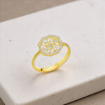 GoldPark Sekizgen Baget İşlemeli Modern Kadın Yüzük – 925 Ayar Gümüş - Görsel 2