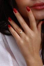 GoldPark Taş İşlemeli Kelebek Form Kadın Yüzük – 925 Ayar Gümüş - Görsel 2