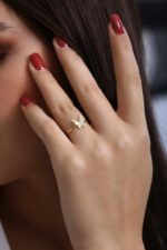 GoldPark Taş İşlemeli Kelebek Form Kadın Yüzük – 925 Ayar Gümüş - Görsel 3