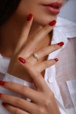 GoldPark Damla Taş Halo Tasarım Kadın Yüzük – 925 Ayar Gümüş - Görsel 2