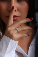 GoldPark Damla Taş Halo Tasarım Kadın Yüzük – 925 Ayar Gümüş - Görsel 6