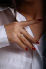 GoldPark Damla Taş Halo Tasarım Kadın Yüzük – 925 Ayar Gümüş - Görsel 7