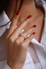 GoldPark Damla Taş Halo Tasarım Kadın Yüzük – 925 Ayar Gümüş - Görsel 9