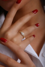 GoldPark Damla Taş Halo Tasarım Kadın Yüzük – 925 Ayar Gümüş - Görsel 10