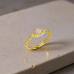 GoldPark Damla Taş Halo Tasarım Kadın Yüzük – 925 Ayar Gümüş - Görsel 4