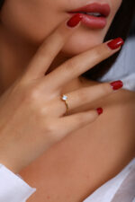 GoldPark İnce Modern Tek Taş Kadın Yüzük – 925 Ayar Gümüş - Görsel 4