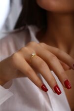 GoldPark İnce Modern Tek Taş Kadın Yüzük – 925 Ayar Gümüş - Görsel 2