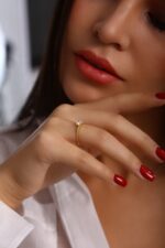 GoldPark İnce Modern Tek Taş Kadın Yüzük – 925 Ayar Gümüş - Görsel 5