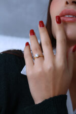 Minimal Tektaş Modern Kadın Yüzük 925 Ayar Gümüş - Görsel 7