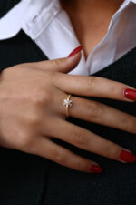 Yıldız Form Baget Taşlı Kadın Yüzük 925 Ayar Gümüş - Görsel 8