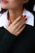 Yıldız Form Baget Taşlı Kadın Yüzük 925 Ayar Gümüş - Görsel 7