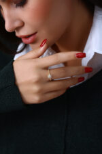 Yıldız Form Baget Taşlı Kadın Yüzük 925 Ayar Gümüş - Görsel 3