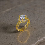 Zincir Gövdeli Işıltılı Kadın Tektaş Yüzük 925 Ayar Gümüş - Görsel 9