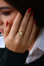 Harf Detaylı Özel Tasarım Kadın Yüzük 925 Ayar Gümüş - Görsel 4