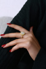 Yuvarlak Taşlı Gold Kadın Yüzük - Görsel 3