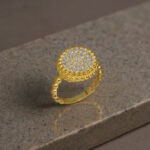 Yuvarlak Taşlı Gold Kadın Yüzük - Görsel 2