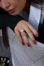 Düz Yüzey Minimal Altın Renk Kadın Yüzük - Görsel 4