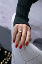 Düz Yüzey Minimal Altın Renk Kadın Yüzük - Görsel 5