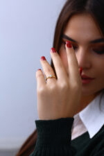 İnce Form Tektaş Gold Kadın Yüzük - Görsel 12