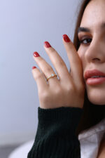 İnce Form Tektaş Gold Kadın Yüzük - Görsel 9