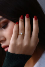 İnce Form Tektaş Gold Kadın Yüzük - Görsel 10