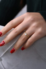 İnce Form Tektaş Gold Kadın Yüzük - Görsel 13