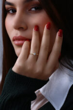 İnce Form Tektaş Gold Kadın Yüzük - Görsel 8