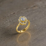 Oval Taş Çevresi Işıltılı Gold Kadın Yüzük - Görsel 9