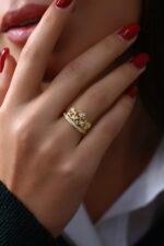 Taç Model Işıltılı Gold Kadın Yüzük - Görsel 2