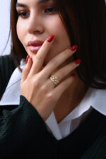 Taç Model Işıltılı Gold Kadın Yüzük - Görsel 11