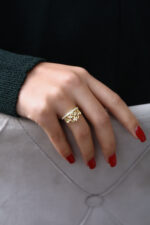 Taç Model Işıltılı Gold Kadın Yüzük - Görsel 3