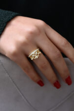 Taç Model Işıltılı Gold Kadın Yüzük - Görsel 4