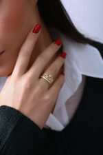 Taç Model Işıltılı Gold Kadın Yüzük - Görsel 5