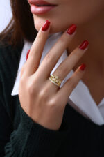 Taç Model Işıltılı Gold Kadın Yüzük - Görsel 7